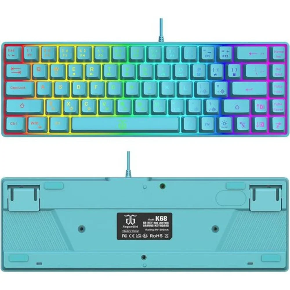 60% Membrane Gaming Keyboard,RGB Compact Wired Small Keyboard, Strong Mechanical